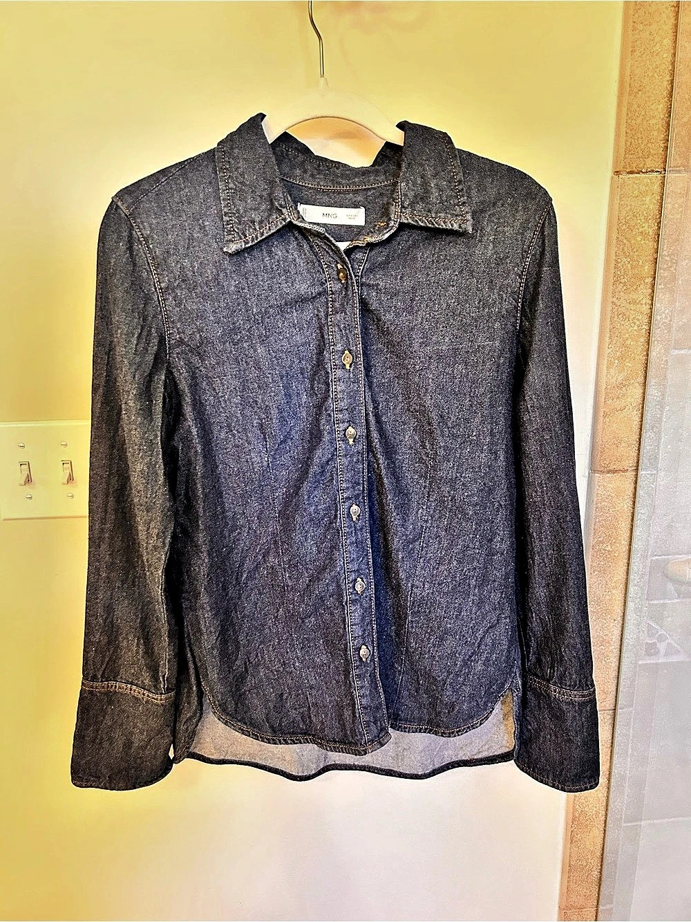 Mango Dark Denim Button-Down Shirt